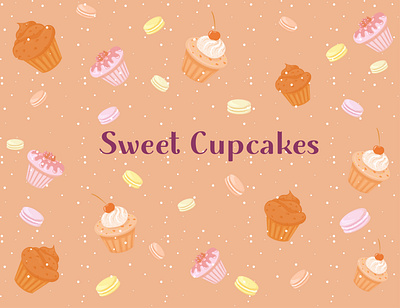 Sweet Cupcakes concept cupcake cute dessert enjoy happy illustration illustrator istanbul love macaroon muffin sugar sweet turkey