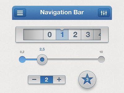 Some UI app blue buttons controls grey gui ios iphone navbar slider ui