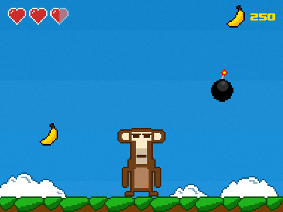 Mobile browser game 8 bit android arcade banana browser cannonball game ios iphone mobile monkey pixel art