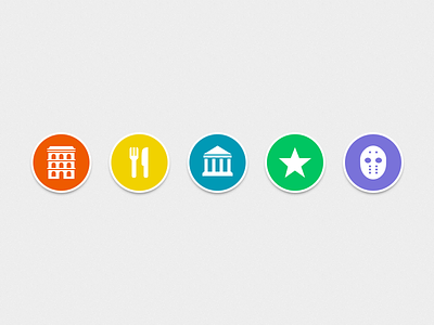 Categories Icons app applications categories circles food hotel icons ios iphone museum poi