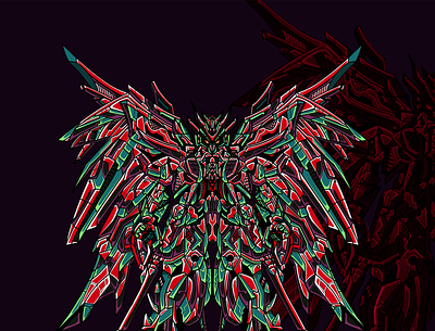 Barbatos Full Re:Modification (Red) art branding design drawing gundam illustration illustrator logo mecha robot vector