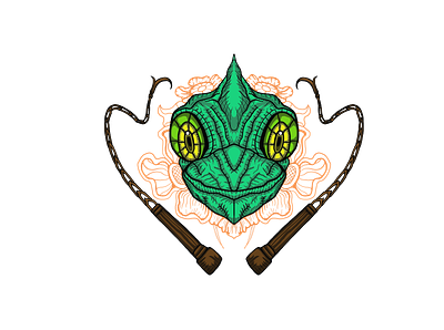 Chameleon Head & Whips Illustration adobe animal animal illustration art branding chameleon design drawing drawings illustration illustrator logo vector