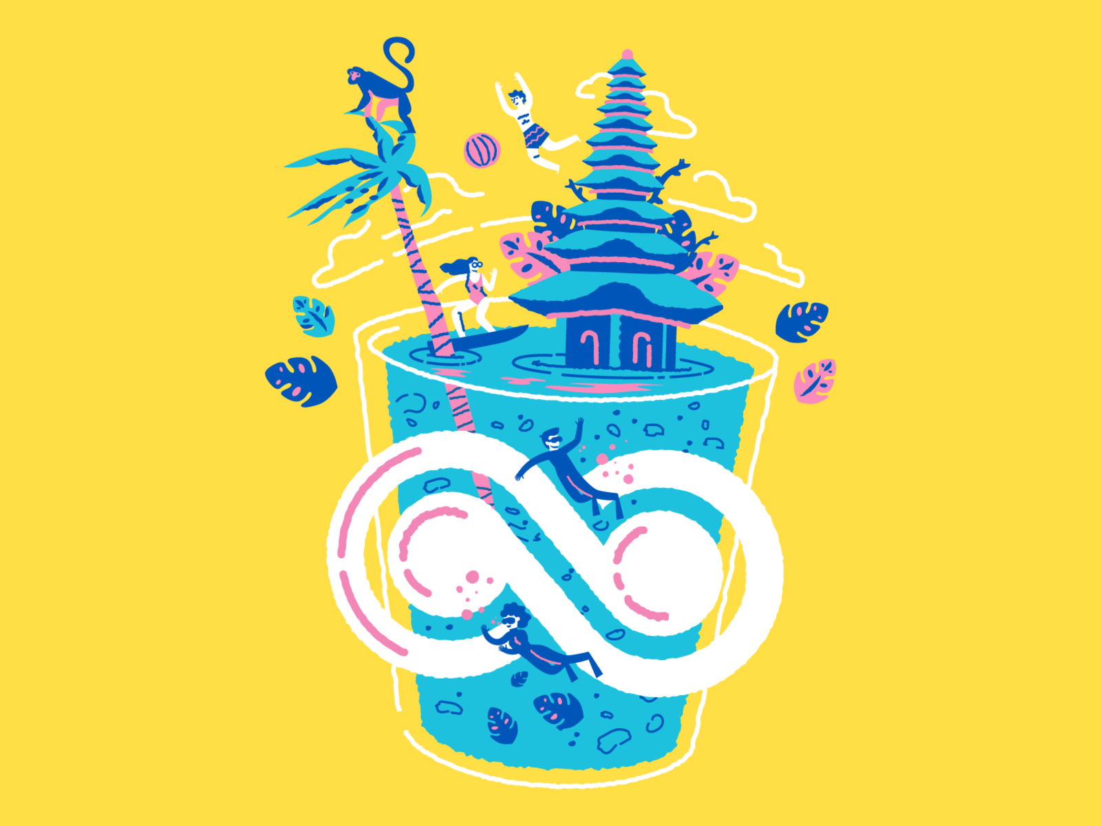 Bali t-shirt Illustration yellow indonesia bali trip tshirt colors characters illustration
