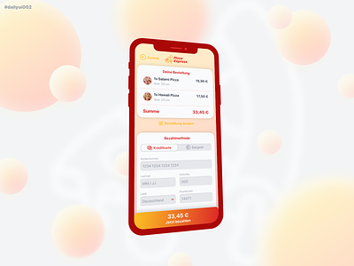 Creditcard Payment - DailyUI002 app design dailyui dailyui002 design german pizza ui ui design