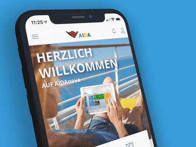 Cruiseship App On Board adobe xd aida app app design cruise ship cruises cruiseship design deutsch german homescreen iphone on board startscreen travel ui design ui ux uidesign