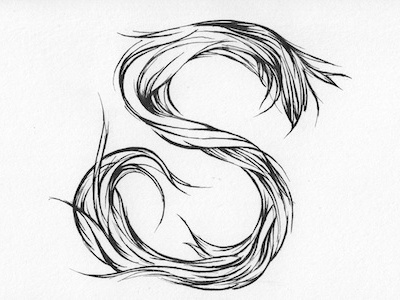 Letterform 's' ink drawing typography