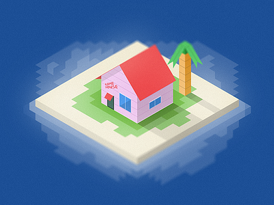 Kame House 3d dragonball hexels house island iso isometric kame low poly muten roshi trixels