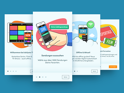 Dailyme TV Onboarding Illustrations application explainer illustrator interface design ios iphone iphone x onboarding tutorial ui user experience ux