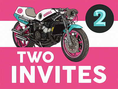 +2 Invites 2 dribbble invitation invite motocycle motorcycle pink shot two