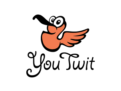 You Twit bird cartoon illustration logo orange