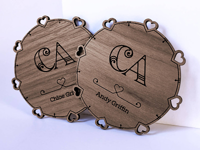 Wedding Coasters affinity designer coaster glowforge laser cut logo wedding wood