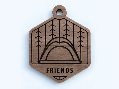 Camping Keychain affinity designer badge camping glowforge ipad pro line art tent tree wood