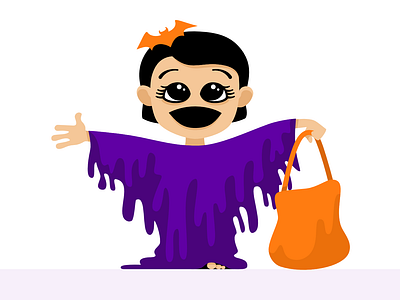 Tiniest Ghoul ghoul girl halloween illustration orange purple trick or treat