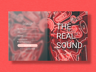 THE REAL SOUND sign up page UI adobe design photoshop signpage signup ui ux web design