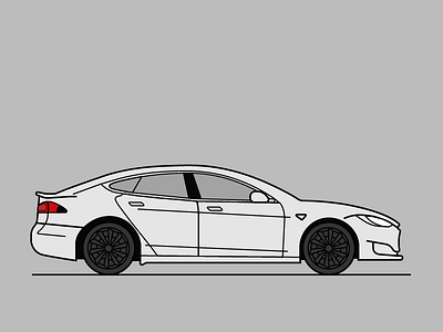 Tesla Model S adobe illustrator branding car design flat illustration illustrator minimal