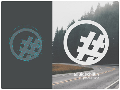 Aquidechillin Productions Logo aquidechillin blueprint circle hashtag landscape logo logotype productions