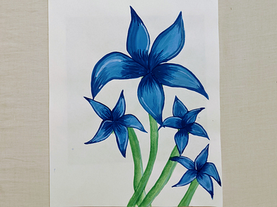 Blue Blossoms art flower paintings sketch