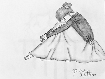 pencil drawings of sad girl