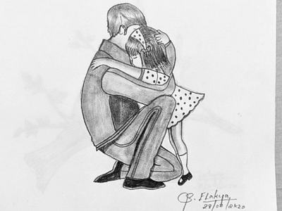 Father And Daughter art baby father pencil sketch