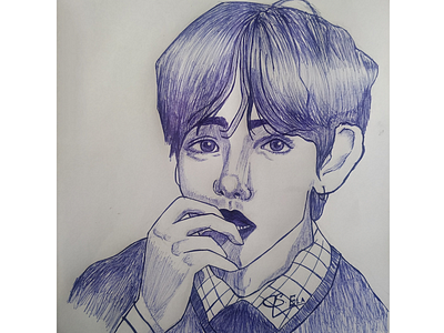 Kim Taehyung - Pen Sketch bts pen sketch taehyung taetae v