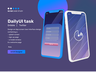 Mobile Application Sign Up page with a Modal window. app branding design graphic design icon illustration illustrator logo logo design minimal typography ui ux vector visual web website
