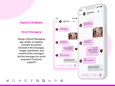 Direct Messaging User Interface design chat screen chat ui chat ux chatbox customer support dailyui dribbble messaging mobile application mobile chat design social uiux visual communication
