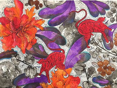 Tigerlily illustration pattern