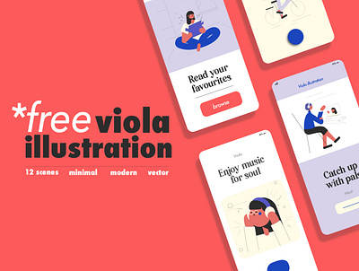 Free Viola Illustration & Icon Set adobe illustrator character free freebie icon illustration minimalistic ui ui kit ui set ux vector web