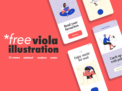 Free Viola Illustration & Icon Set adobe illustrator character free freebie icon illustration minimalistic ui ui kit ui set ux vector web