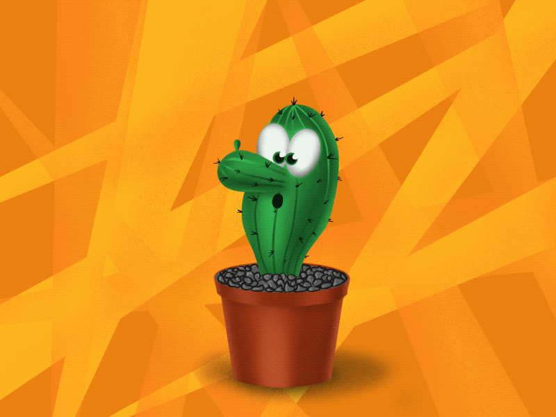 Cactus and flower. Animated gif