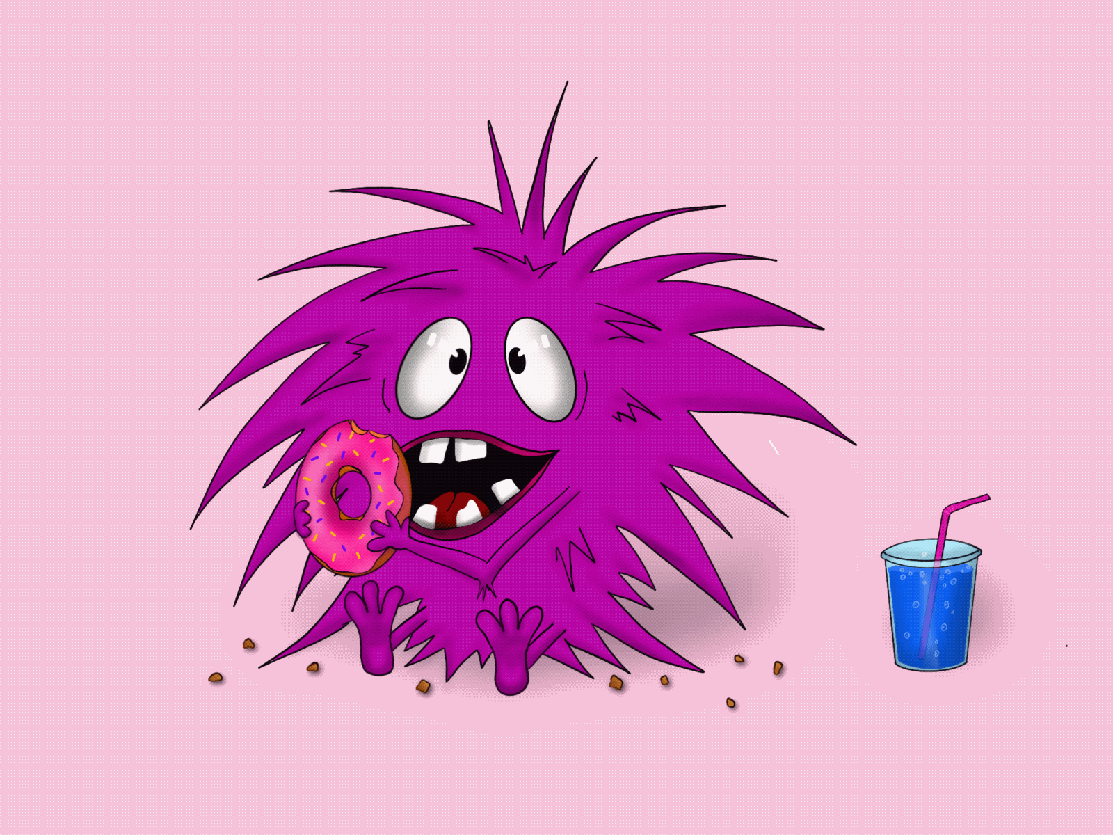 Eating purple monster 2d animated animation digital art digitalart donut eats flat gif graphic illustration monster