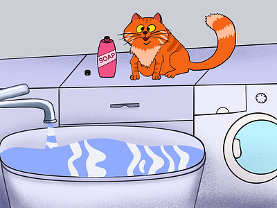 Wash your hands animated animation cartoon cat character digital art gif illustration washyourhands