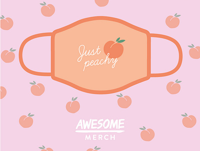Peach mask design for good face mask challenge branding design facemask illustration justpeachy logo patterndesign peachy stayhome surfacepattern thankyounhs type vector