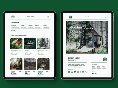 Cabin Finder Booking Screens app apple booking branding cabin design holiday illustration ux uxdesign