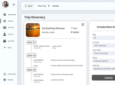 CRM - Trip Itinerary crm crm design crm portal crm software trip planner web template webdesign