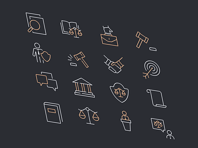 Iconography | Justicia - Law Firm & Attorney Webflow Template advocate attorney attorneys lawyer icon icon app icon design icon pack icon set icon system iconography icons justice law law firm lawyers legal legal adviser symbols webflow