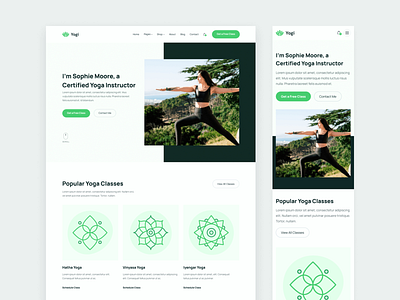 Responsive Design | Yogi - Yoga Studio Webflow Template coach fitness green gym health home homepage landing landing page landingpage plant plants web web design webdesign webflow website wellness yoga