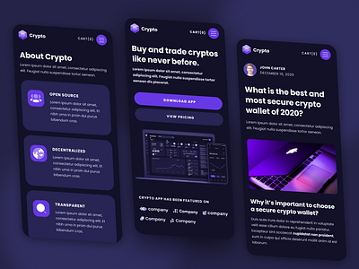 Mobile View - Crypto Blockchain Webflow Template