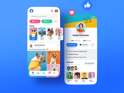Facebook aesthetic UI re-design concept facebook figma mobile app redesign sinthai sinthaistudio
