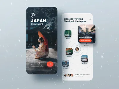 'Japan Checkpoint' mobile travel app concept checkpoint figma japan kyoto mobile app sinthai sinthaistudio travel ui