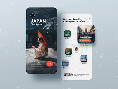 'Japan Checkpoint' mobile travel app concept checkpoint figma japan kyoto mobile app sinthai sinthaistudio travel ui