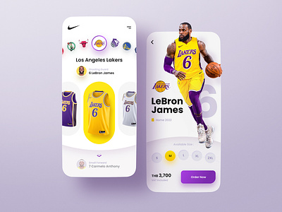 NBA Jersey mobile web UI concept figma james jersey lakers lebron mobile app nba sinthai sinthaistudio ui