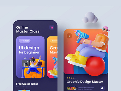 Online Master Class mobile app UI concept by SINTHAI on Dribbble