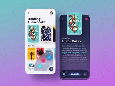 Audio book app UI design concept adobe xd audio book book figma mobile app sinthai sinthaistudio ui xd