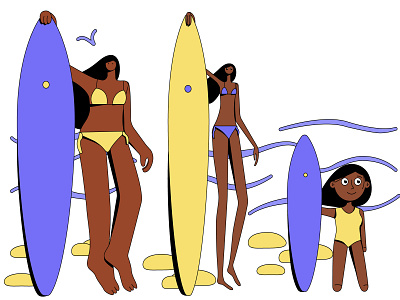 Girls and beach beach girl illustration sun
