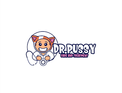 Dr Pussy Care and Treatment animal business care cat clinic concept cute design dog icon illustration logo pet shape shop sign symbol vector vet veterinary