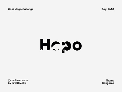 Hopo - Daily Logo Challenge - Day 19 animal australia branding dailylogo dailylogochallenge hopo kangaroo logodesign logotype negative space logo typography vector