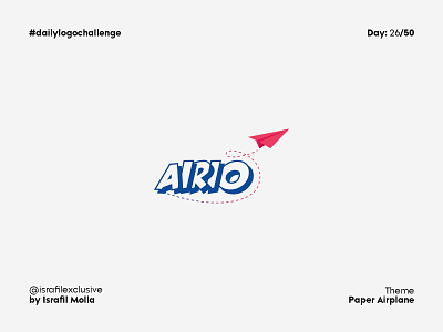 Airio Daily Logo Challenge Day 26 airio airline airplane dailylogo dailylogochallenge icon logodesign paper art paper craft paperairplane typography ui ux
