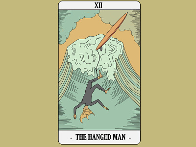 Surf Tarot - Hanged Man art branding design flat illustration illustrator surf design travel vector