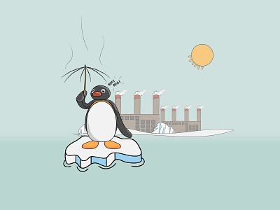 Pissed Off Pingu art character illustration characterdesign climate climate change design flat ice iceberg illustration illustrator penguin pinguin pollution vector